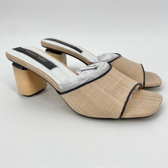 FRANCO SARTO NWOB Women's Linley Slide Sandal Heel Tan Size 6 Raffia - Picture 3 of 13